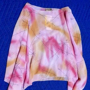 Luly K Pink Geometric Print Poncho Style Top